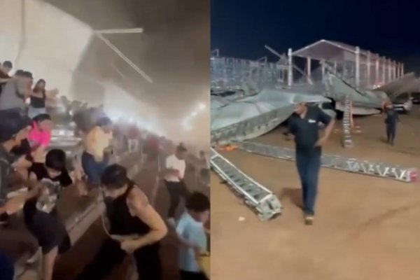 [Vídeo: Três pessoas ficam feridas após ventania derrubar cobertura de arquibancada em Cuiabá]