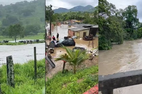 [Rio transborda e obriga 52 famílias a deixar casas em Pau Brasil, no sul da Bahia]