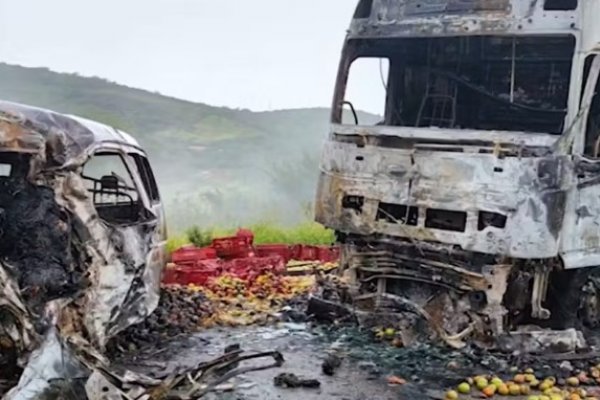 [Batida entre caminhão e van deixa dois primos mortos na BA-262]