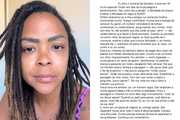 [Homem relata episódio de racismo em camarote no Carnaval de Salvador; professora critica silêncio da imprensa]