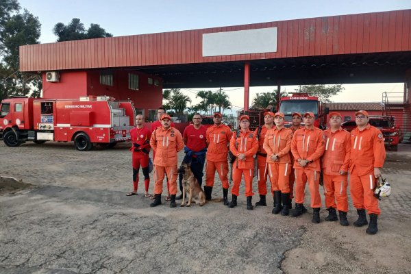 [Cão farejador do Corpo de Bombeiros integra buscas por mulher desaparecida após enxurrada na Bahia ]