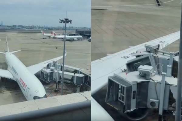 [VÍDEO: Avião da China Eastern colide com passarelas de embarque em aeroporto de Xangai]