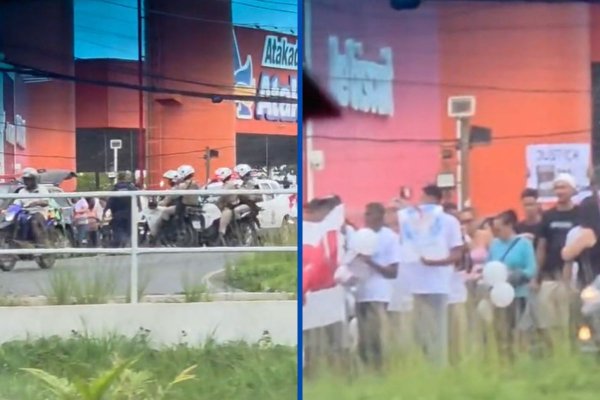 [Vídeo: grupo protesta em frente a supermercado de Lauro de Freitas neste sábado (30)]