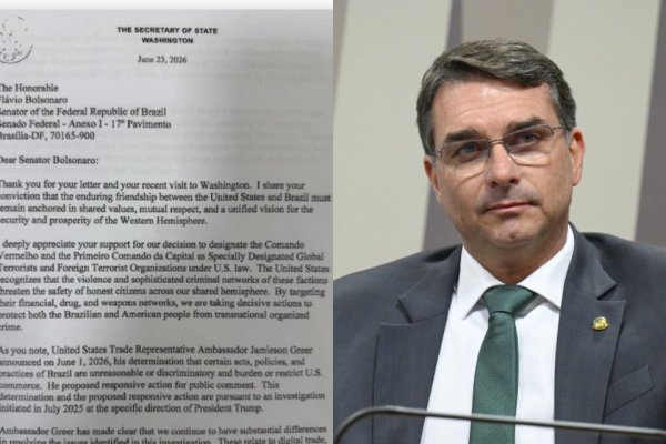 [Em carta, EUA frustra apelo de Flávio Bolsonaro e reforça intenção de tarifas contra o Brasil]