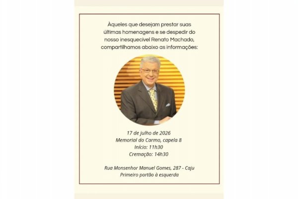 [Renato Machado será velado no RJ nesta sexta (17)]