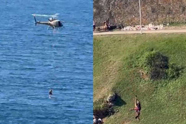 [ Vídeo: Banhista é salvo de afogamento em praia da Barra em Salvador ]