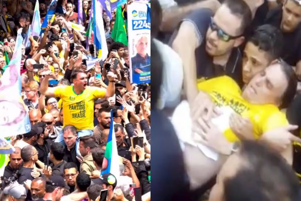 [Vídeo: Flávio Bolsonaro faz campanha no mesmo percurso em que o pai levou facada em Juiz de Fora]
