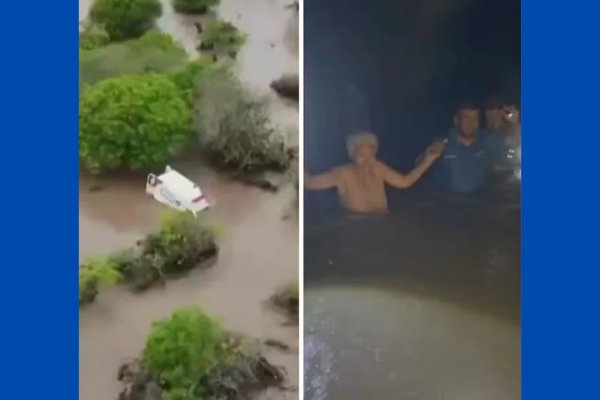 [Vídeo: ocupantes de ambulância são resgatados após veículo arrastado por enxurrada na Bahia]
