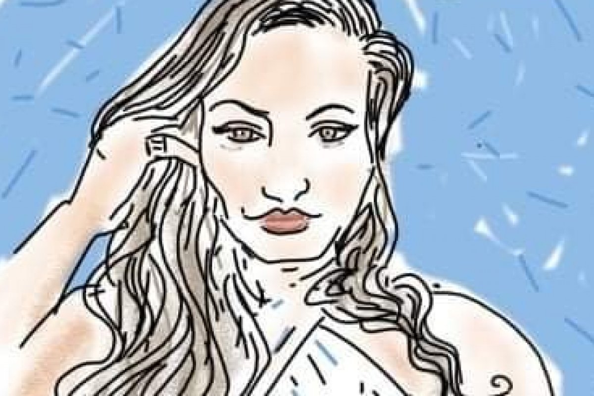 Luzia Moraes é retratada em caricatura pelo premiado cartunista e animador gráfico baiano Caó Cruz Alves