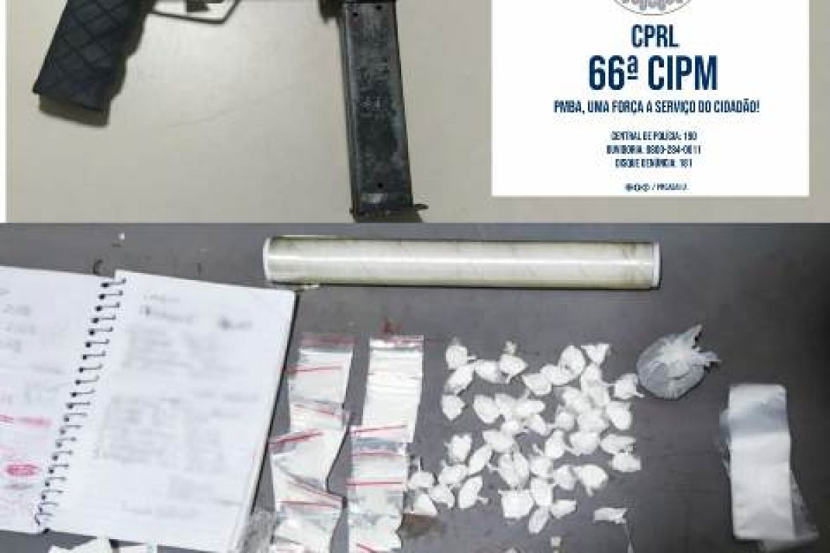 Policiais apreendem submetralhadora e drogas em Feira de Santana