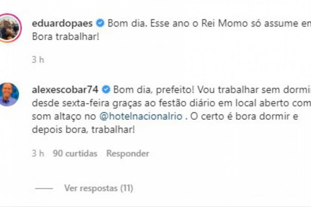 Jornalista Alex Escobar reclama com Paes após barulhos de festas no Rio