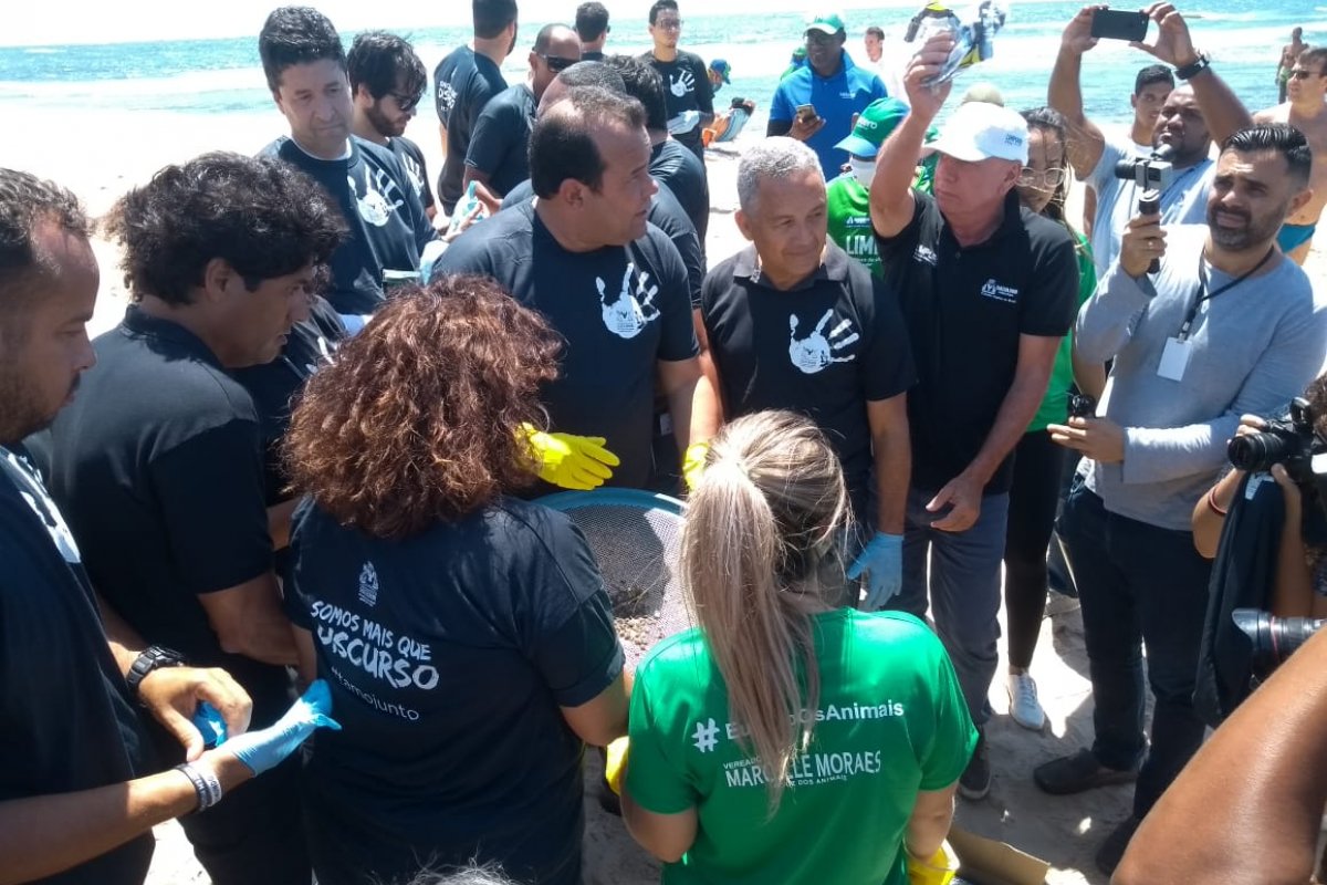 Vereadores fazem ação para combater a contaminação das manchas de óleo em praias de Salvador