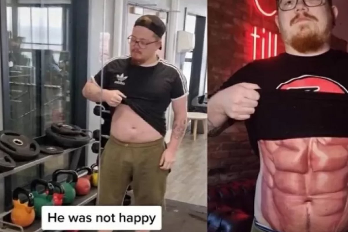 Homem viraliza nas redes após tatuar "tanquinho" na barriga