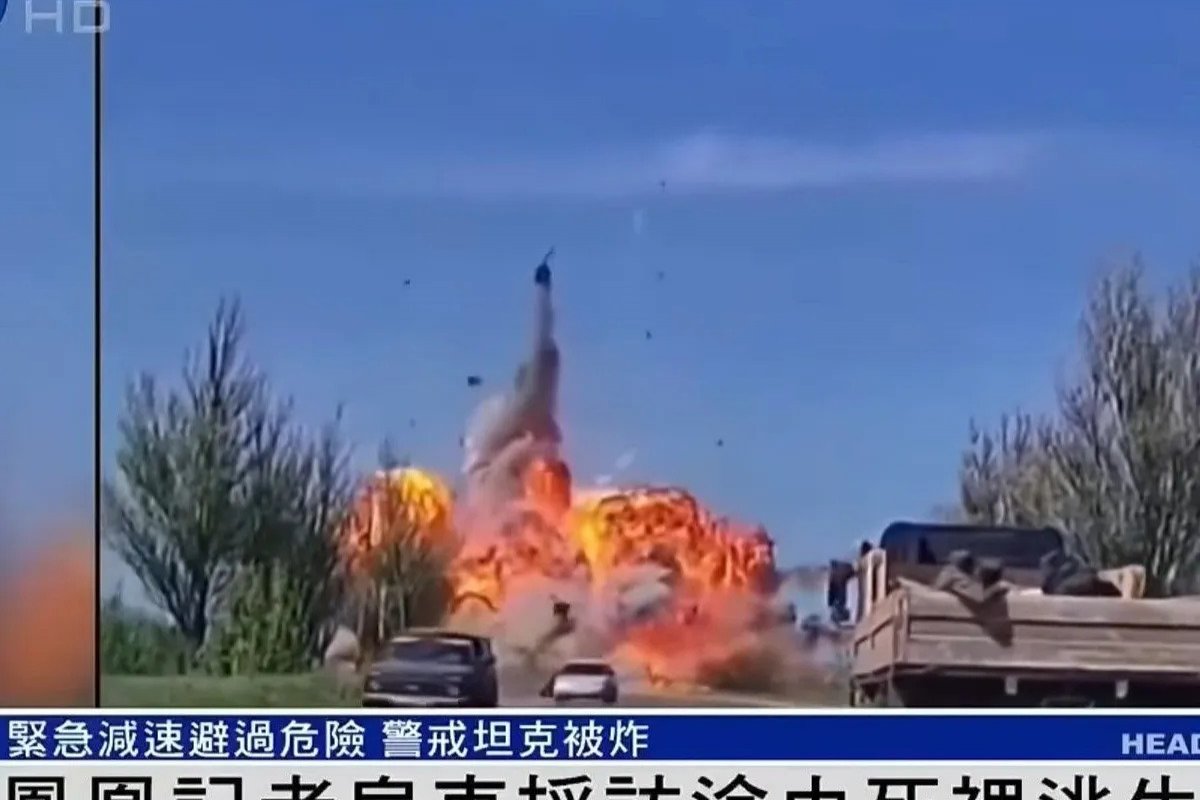 Emissora chinesa registra explosão de tanque russo em Mariupol