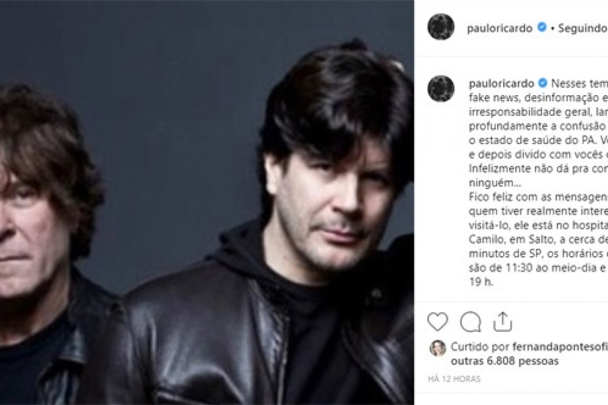 Após divulgar morte do baterista do RPM, Paulo Ricardo pede desculpas