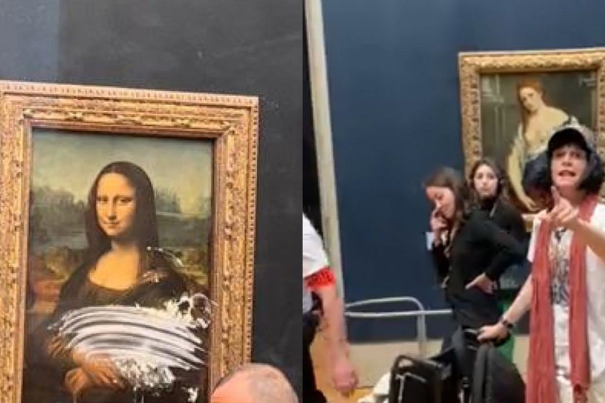 Quadro da Mona Lisa é atingido por bolo no Louvre
