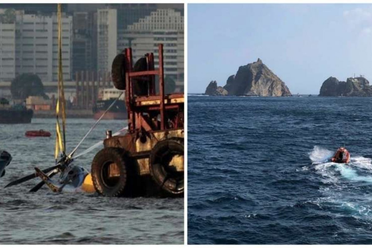 Helicóptero cai no mar no Japão e sul-coreanos desaparecem
