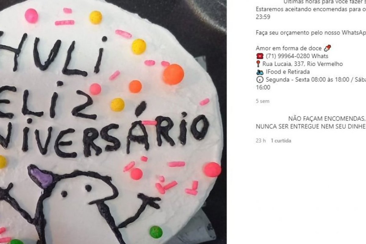 Clientes denunciam doceira por sumiço após encomenda de bolos em Salvador