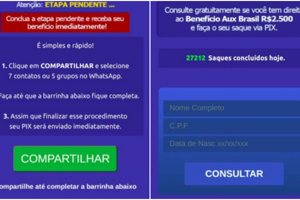 Criminosos oferecem 'ajuda' de R$ 2,5 mil em novo golpe do Auxílio Brasil