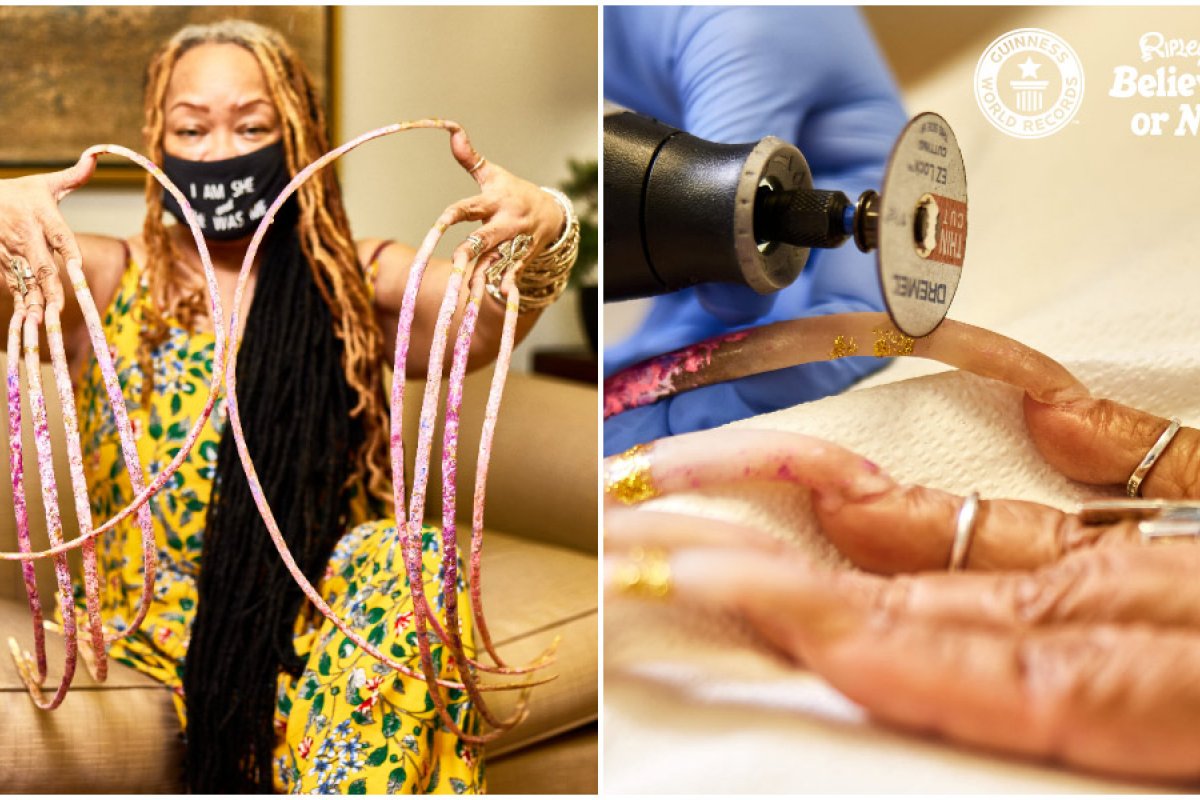 Mulher quebra recorde mundial com unhas de 13 metros de comprimento
