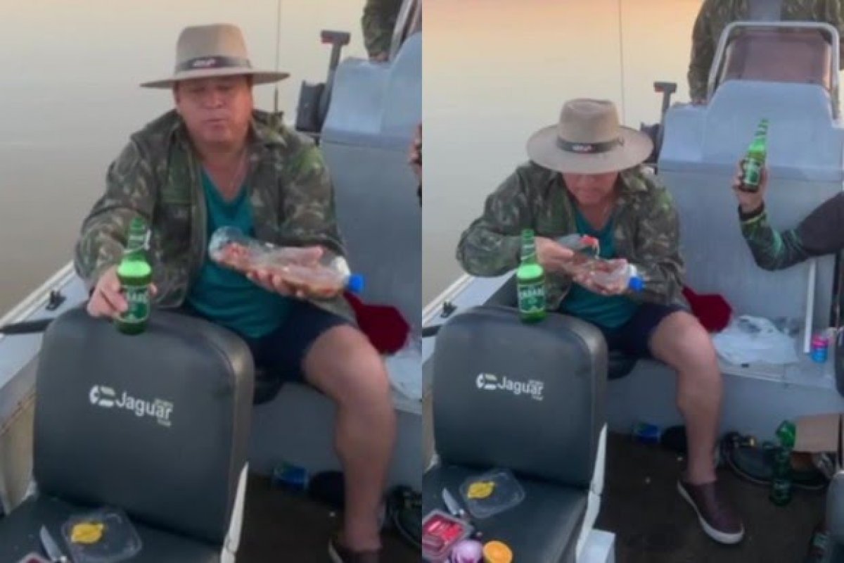 Leonardo come piranha crua no Pantanal!