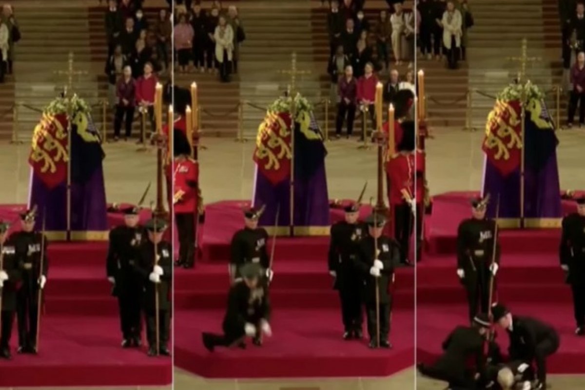 Guarda cai durante vigília do caixão da rainha Elizabeth II; veja
