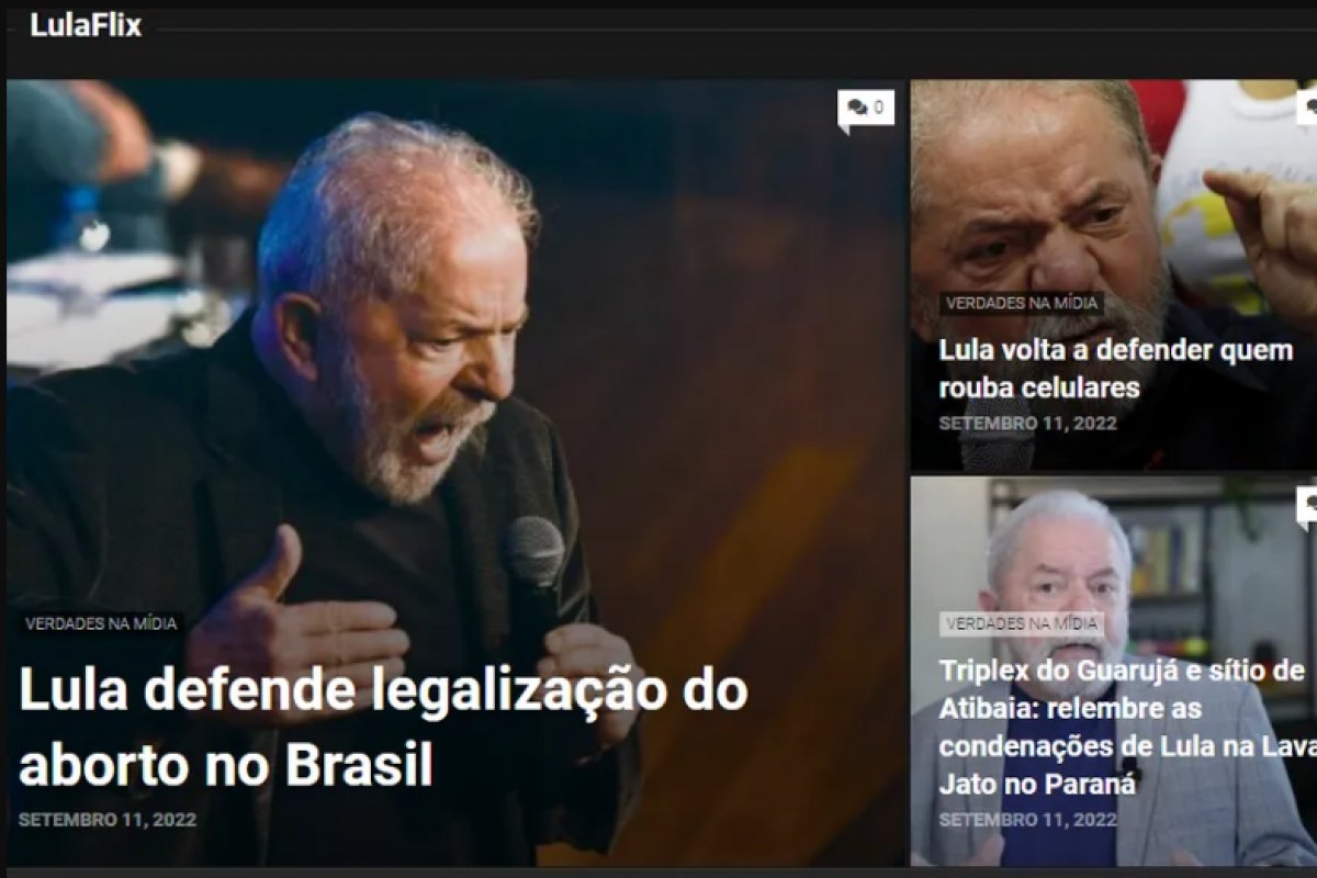 Lula pede que TSE retire o site “LulaFlix” do ar