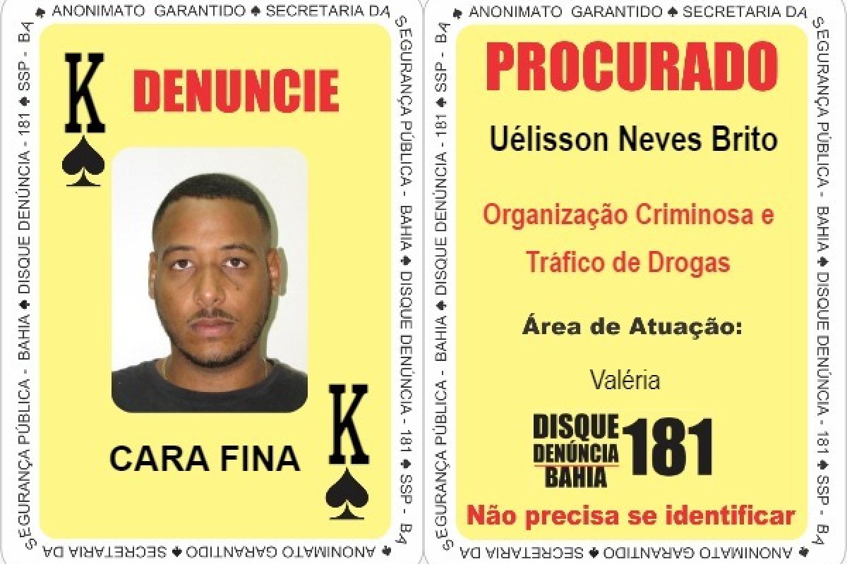 Homem procurado por organização criminosa e tráfico de drogas é incluído no Baralho do Crime