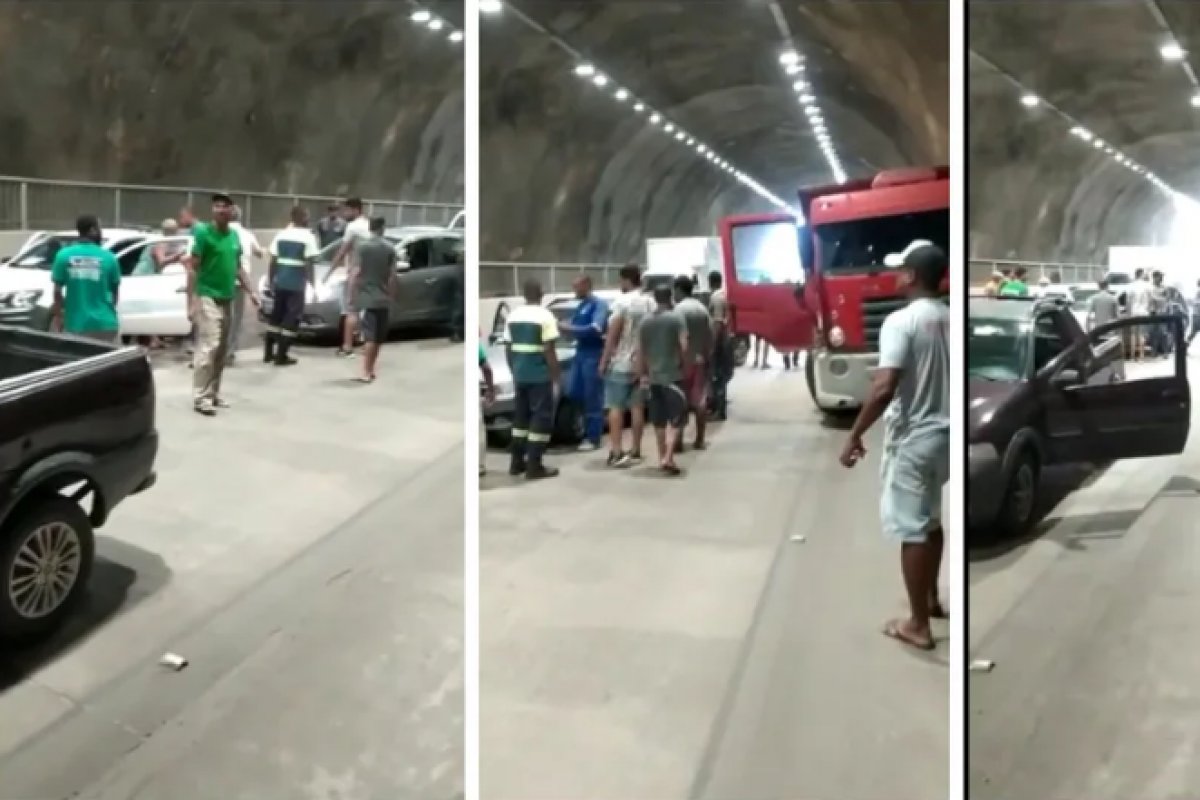 Salvador: três pessoas ficam feridas após acidente entre caçamba e quatro carros em túnel