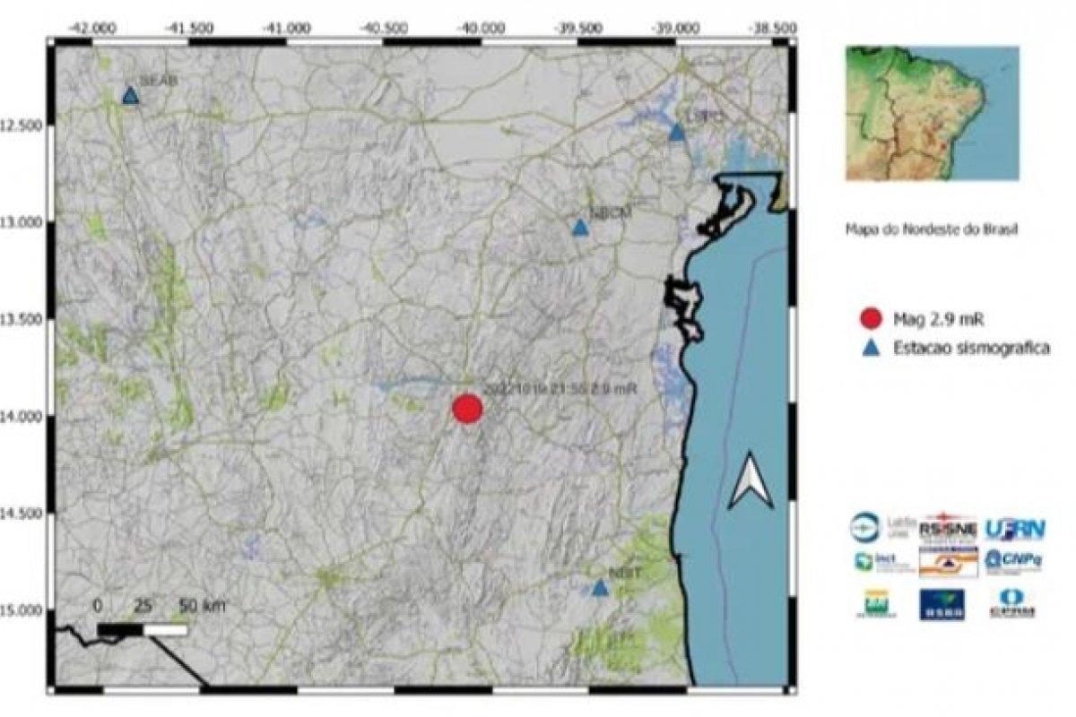 Tremor de magnitude 2.9 é registrado em Jequié, no sudoeste da Bahia