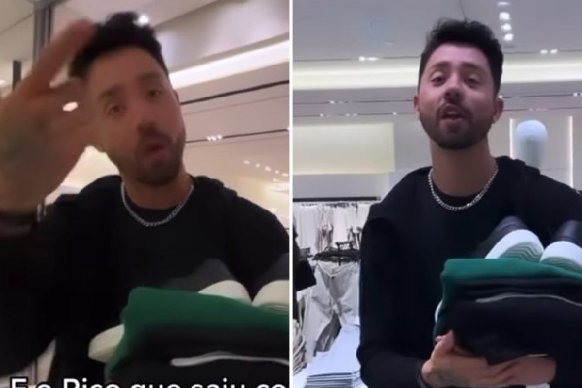 Veja vídeo: Rico Melquiades se recusa a pagar sacola na Zara e sai com as roupas na mão!