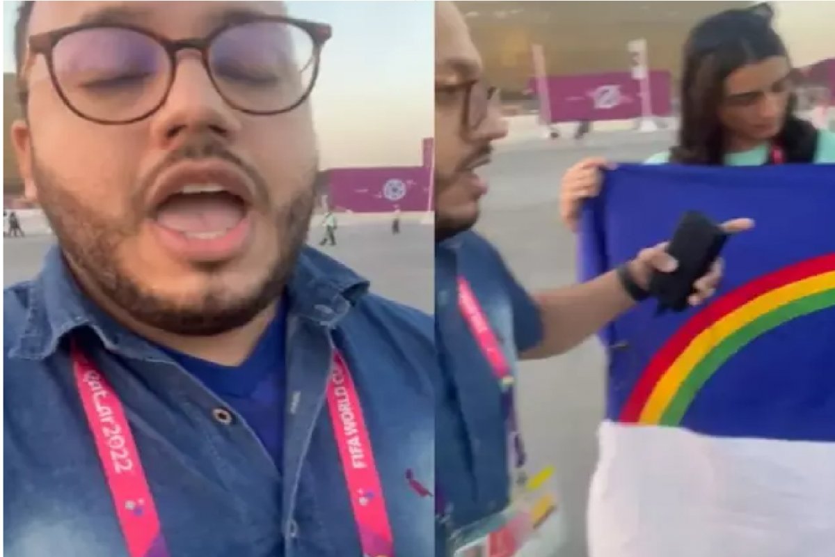 Vídeo: bandeira de Pernambuco é confundida com símbolo LGBTQIAP+ no Qatar e jornalista tem celular confiscado