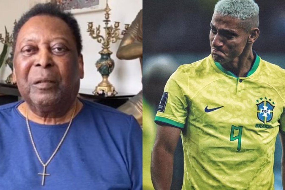 Pelé consola o atacante da seleção brasileira Richarlison e ainda elogia seu desempenho com mensagem motivacional