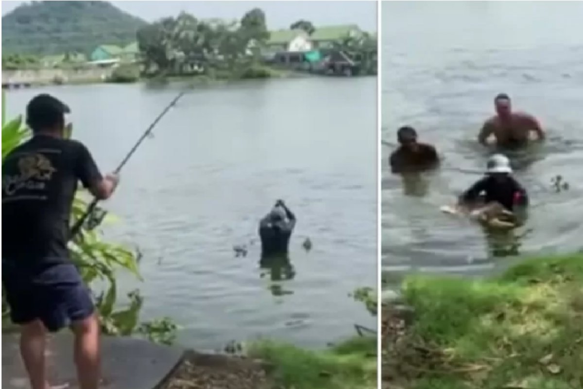 Homem britânico pesca bagre gigante e raro de 200 kg