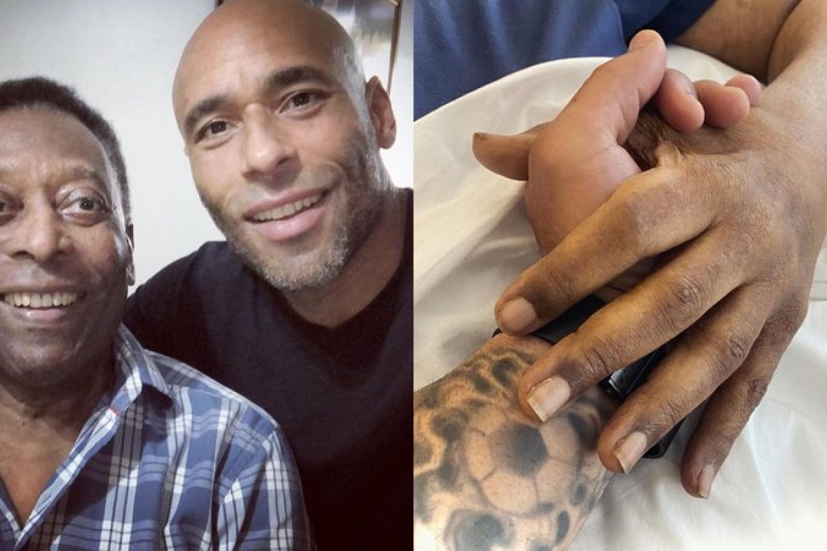 Em meio a piora de Pelé, Edinho, filho do ex-atleta, compartilha clique segurando a mão do pai!