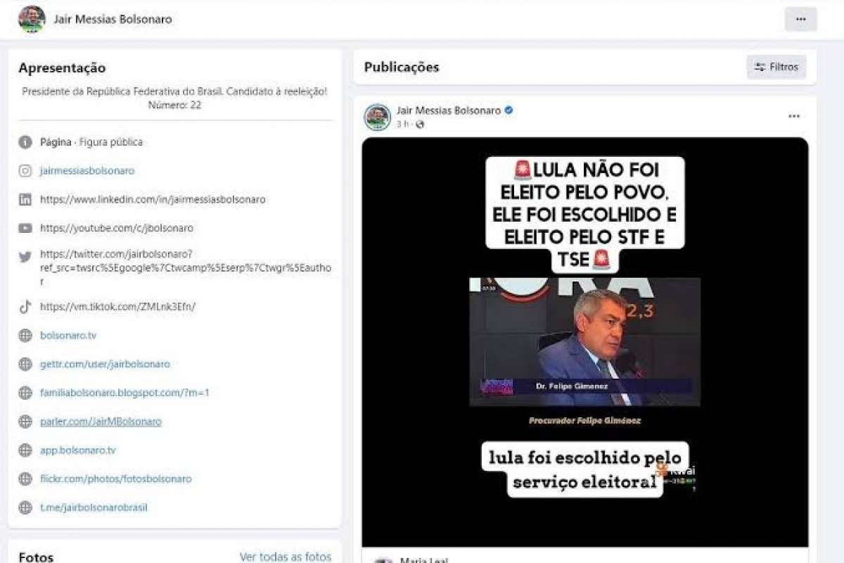 Bolsonaro posta e depois apaga vídeo que questiona resultado das eleições