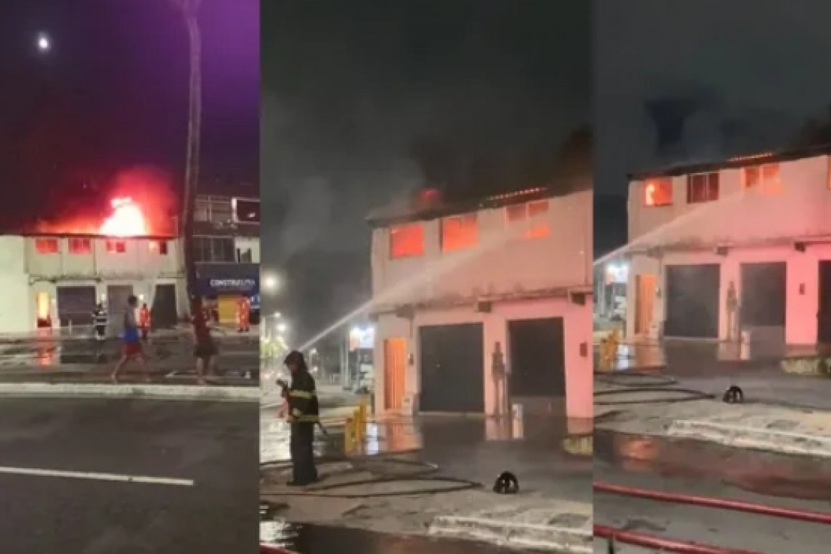 Incêndio atinge loja de piscinas na orla da Boca do Rio, em Salvador