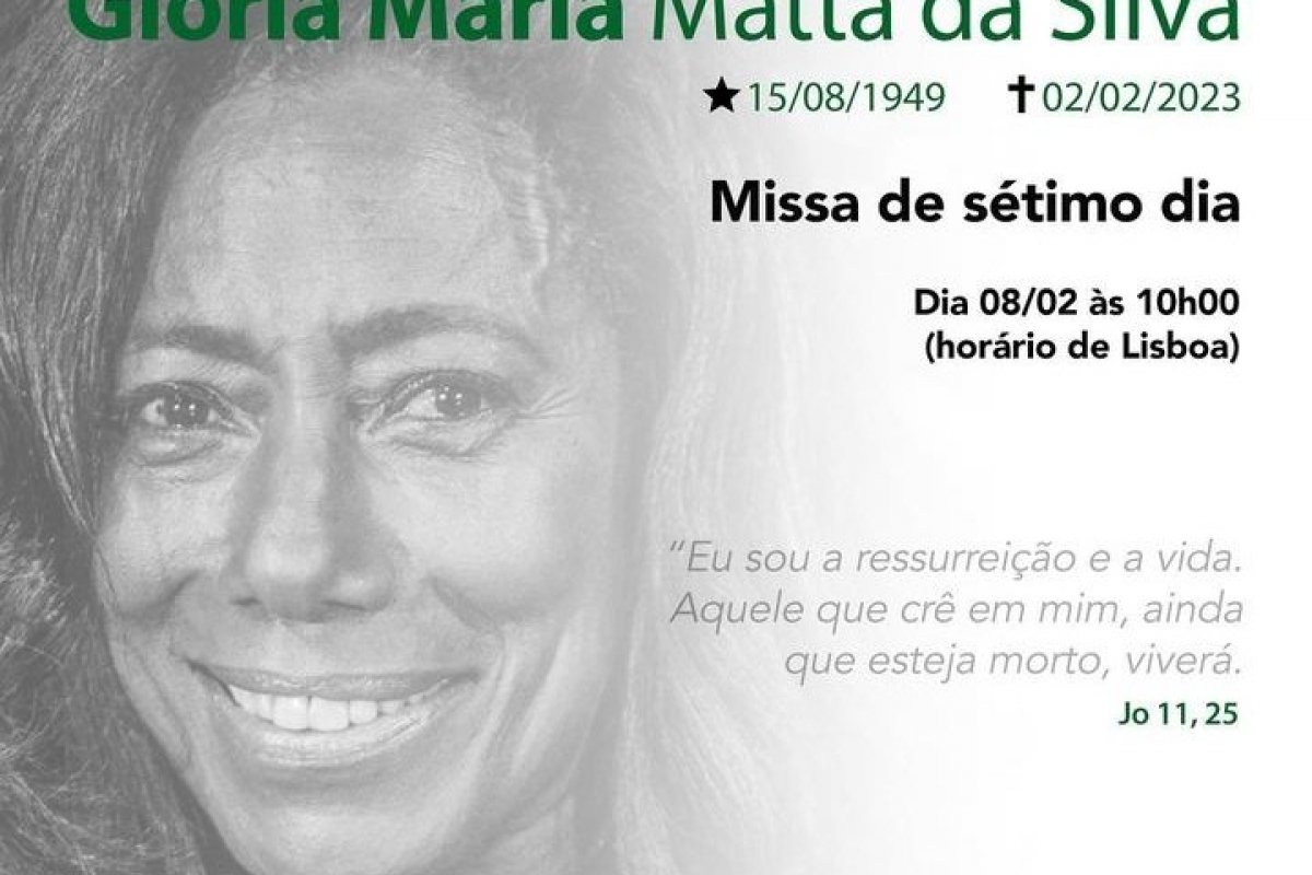 Glória Maria terá Missa de Sétimo Dia em Portugal com presença de autoridades!