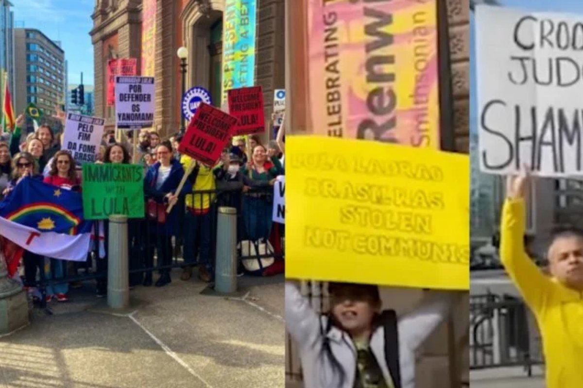 Vídeo: grupo manifesta contra presidente Lula nos EUA