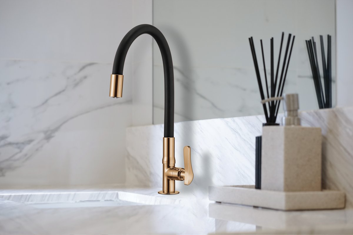 Ambientes Rose Gold? Torneiras com acabamento na tonalidade levam sofisticação e modernidade a banheiros e cozinhas!