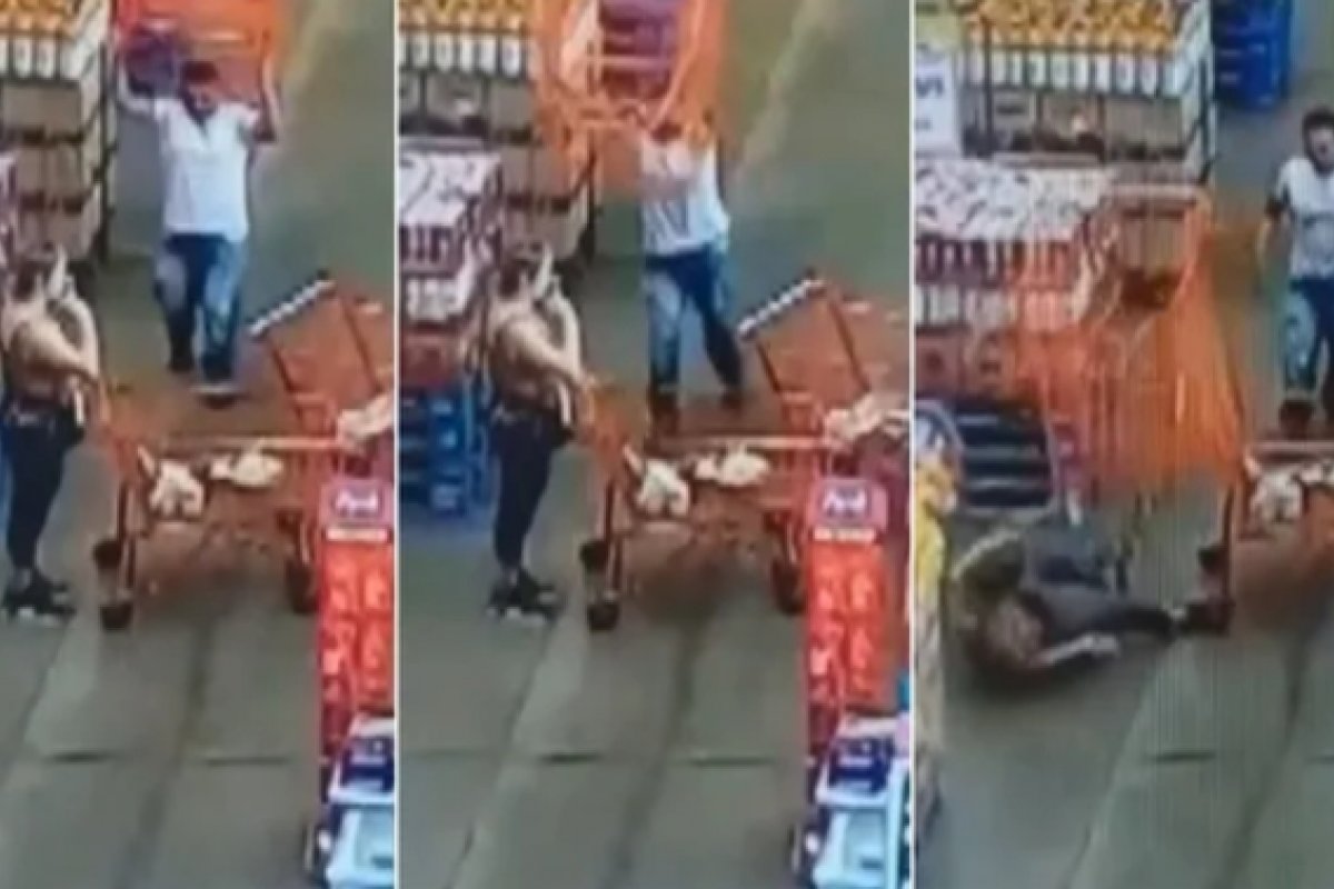 Vídeo: homem joga carrinho de compras em mulher dentro de supermercado em Goiás