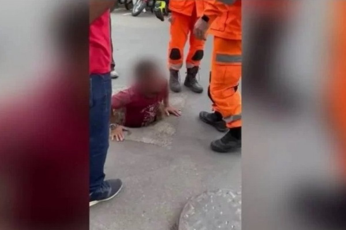 Homem se joga em córrego após ser ameaçado de morte e fica preso em bueiro
