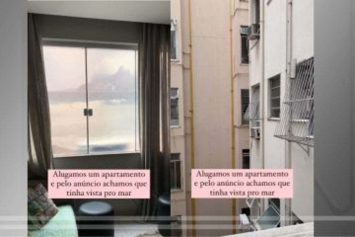 Mulher aluga partamento com "vista para o mar" e descobre que janela tinha adesivo
