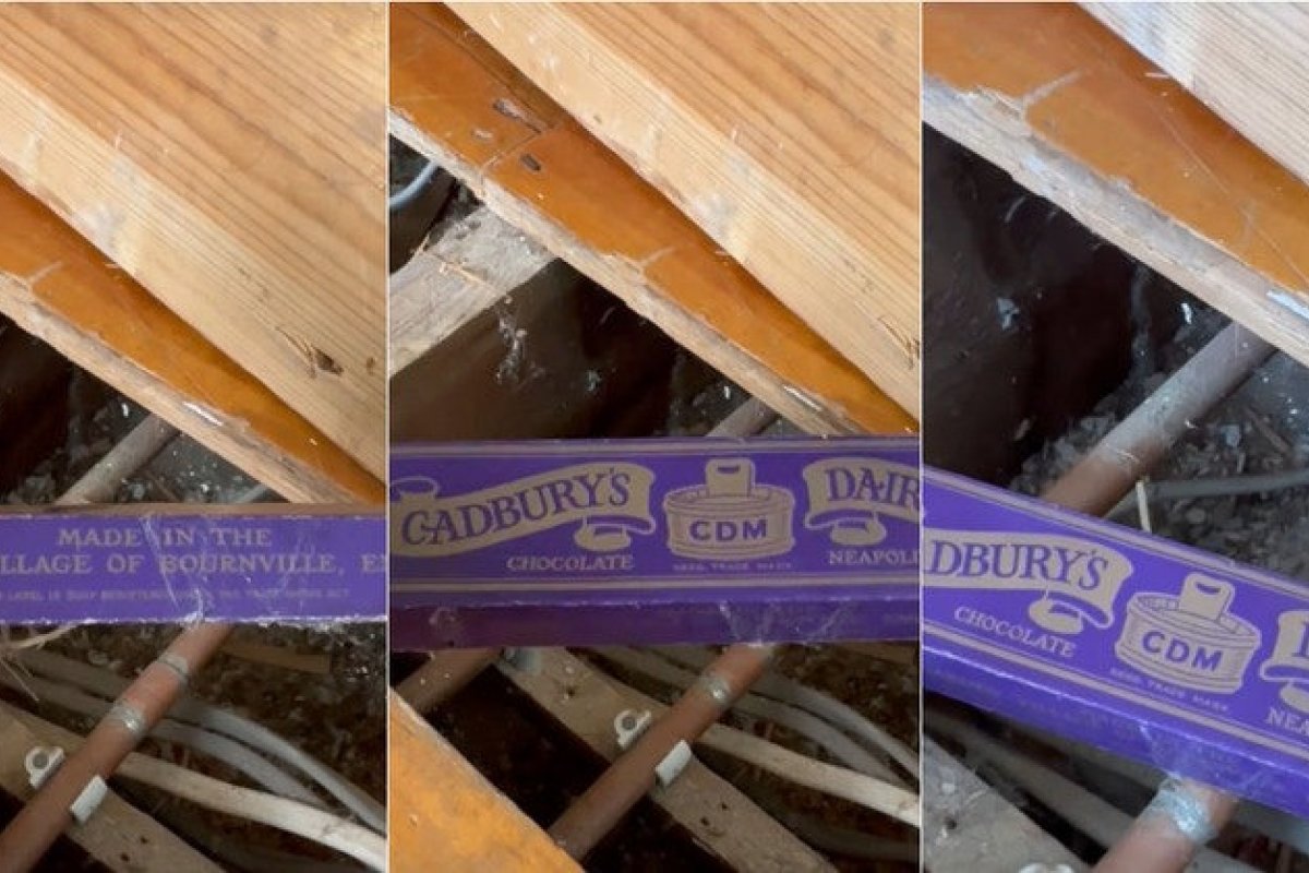 Mulher encontra caixa de chocolate de 1930 embaixo do piso de casa