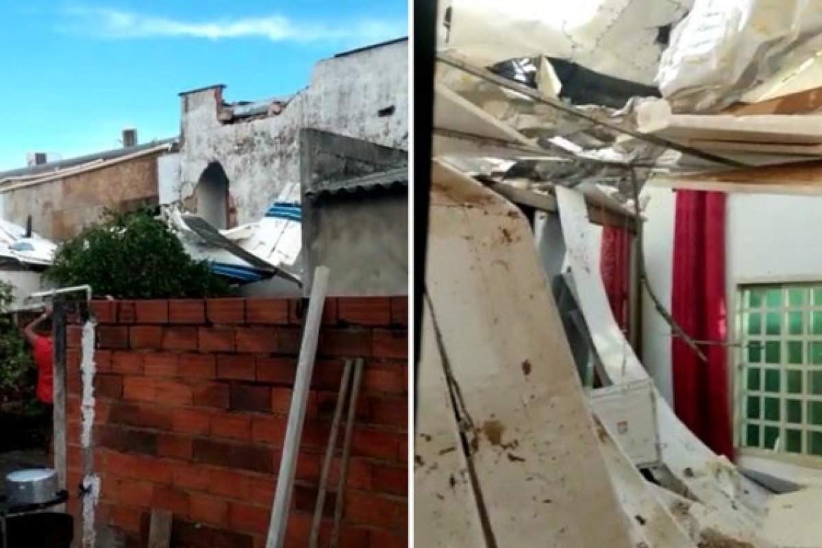 Avião cai sobre casas e deixa ao menos 6 pessoas feridas em Goiânia