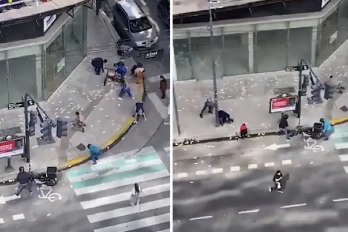 7 milhões de pesos argentinos voam na rua durante tentativa de roubo em Buenos Aires