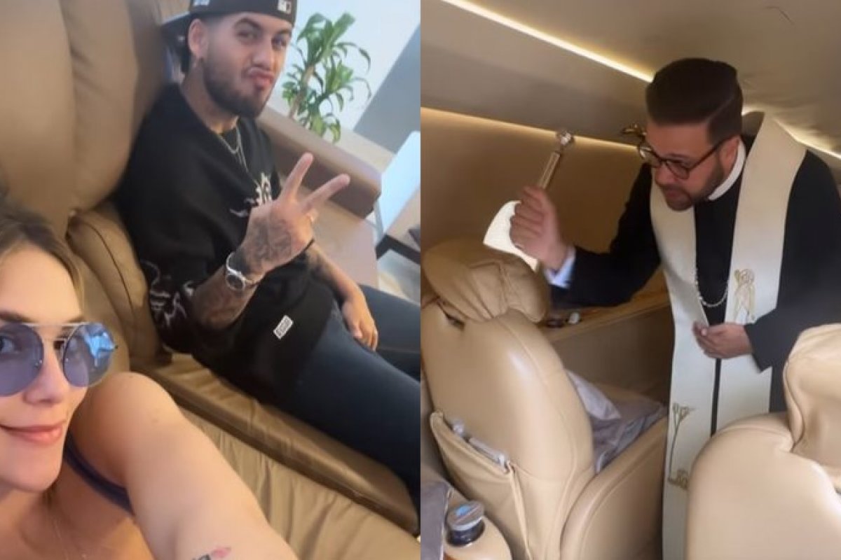 Virginia chama padre e pede benção para avião recém comprado como presente para o aniversário de 25 anos de Zé Felipe!