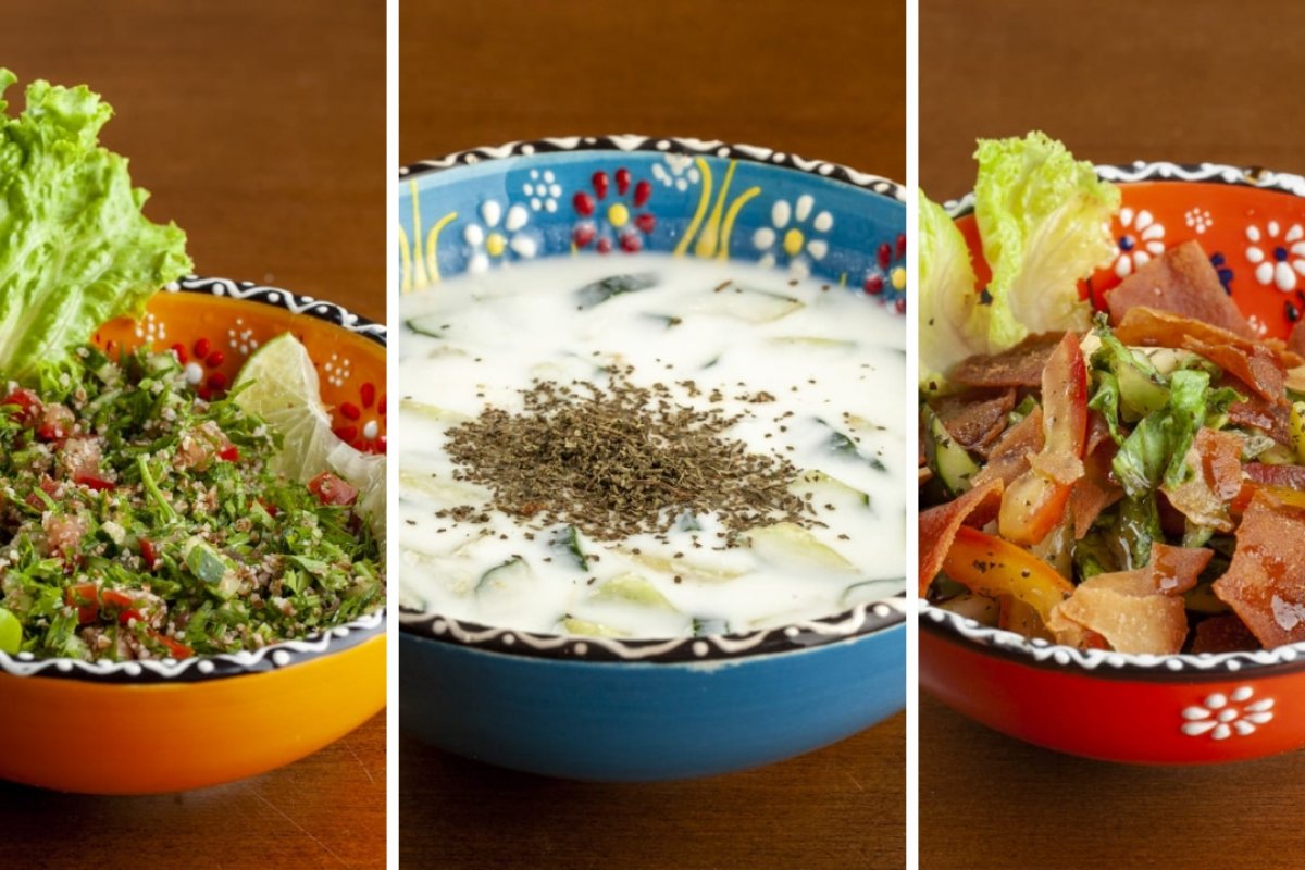 Explosão de sabores no churrasco: Saladas árabes dão um toque especial às carnes grelhadas!"!