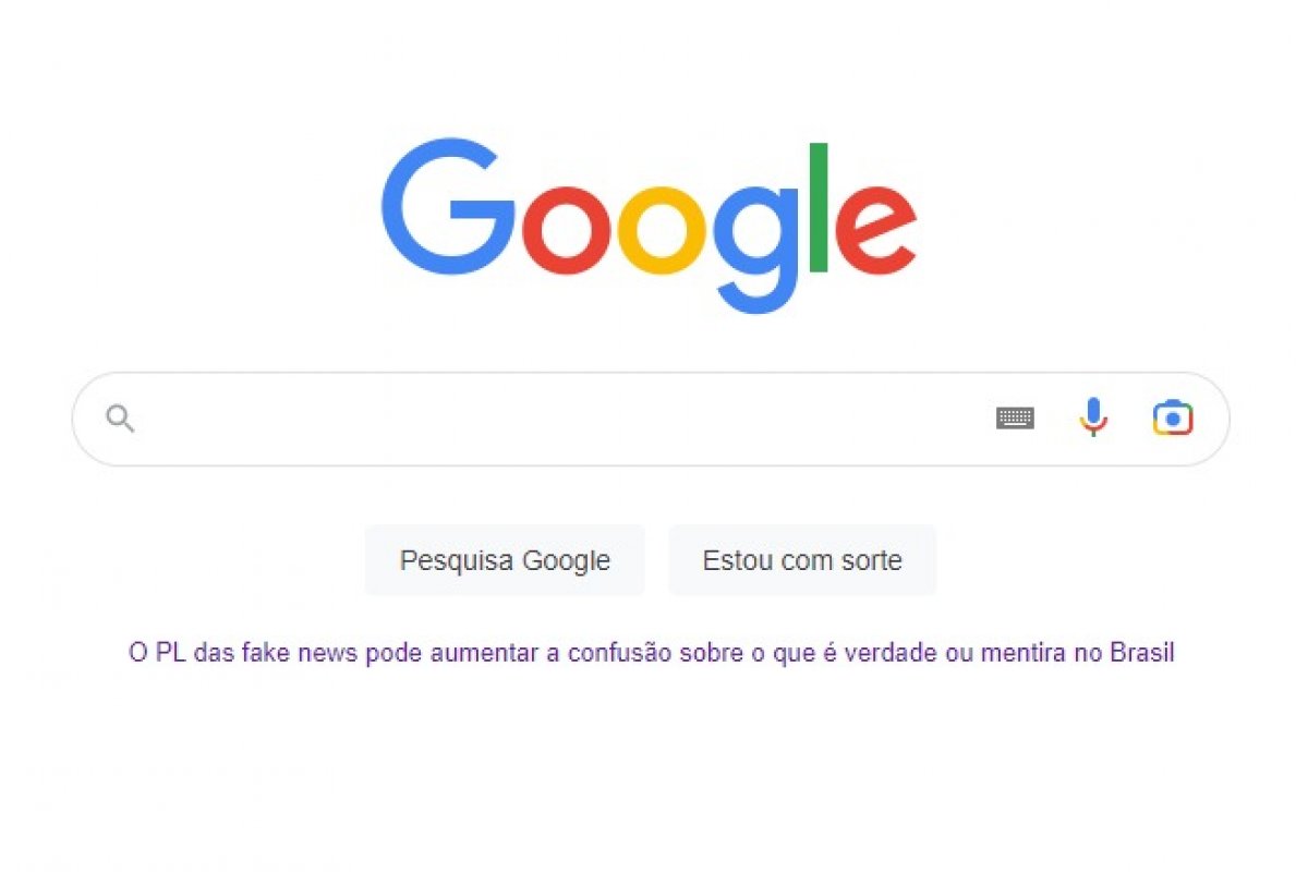 Após determinação da Senacon, Google exclui frase contra PL da Fake News