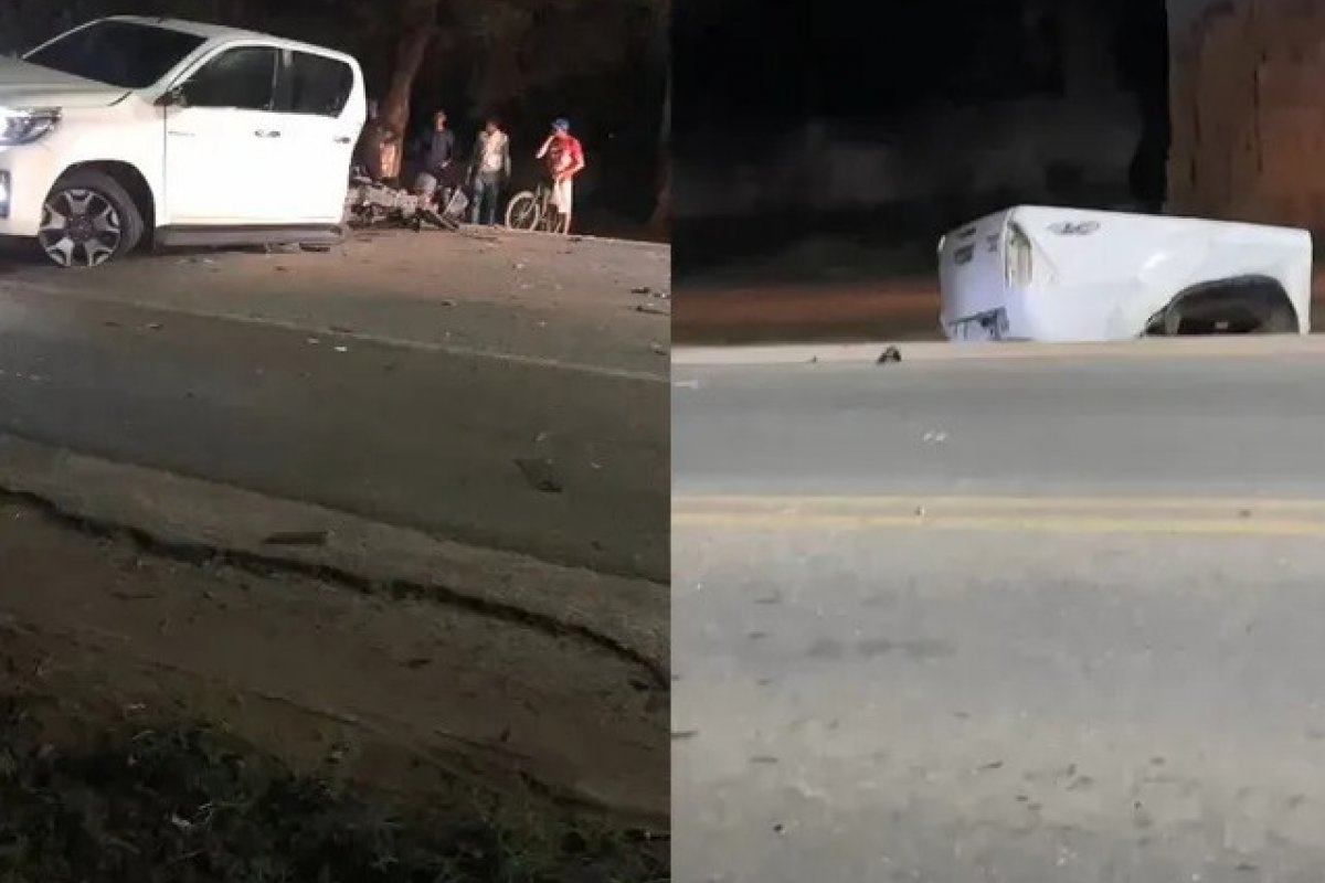 Caminhonete parte ao meio em batida envolvendo outros dois veículos na Bahia